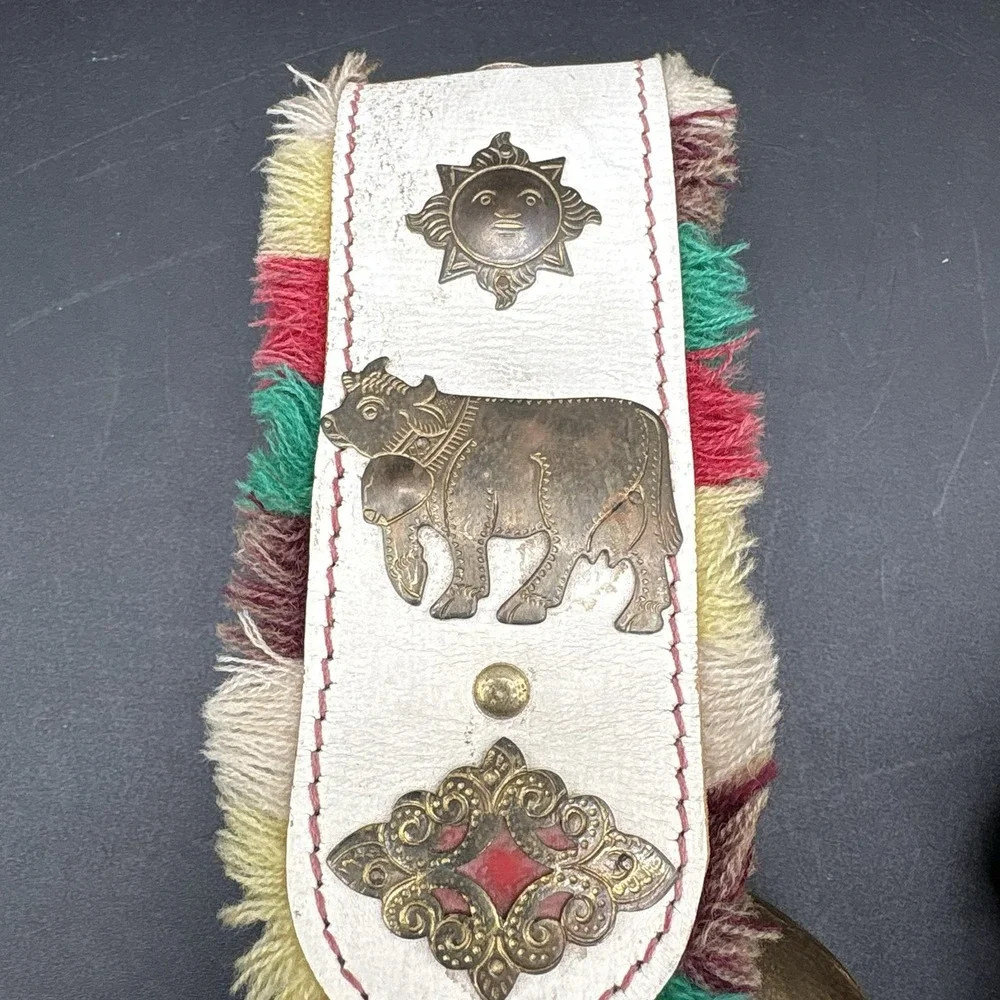 Vintage Brass Cowbell Decorative with Tassels Ornaments Folk Art‎ 9